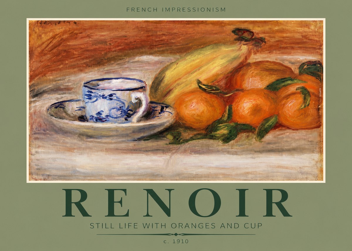 Renoir Still Life with Oranges and Cup No4 - Affiche