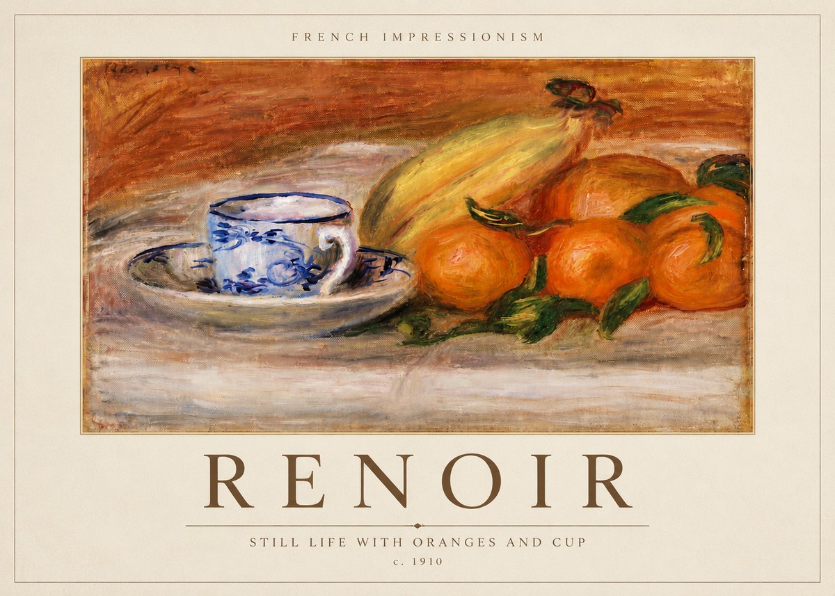 Renoir Still Life with Oranges and Cup No6 - Affiche