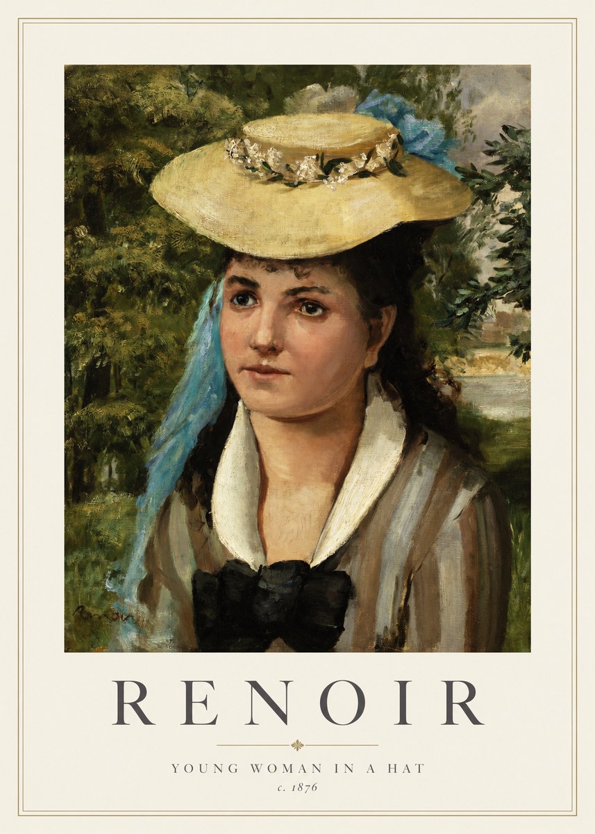 Renoir Young Woman in a Hat No1 - Affiche