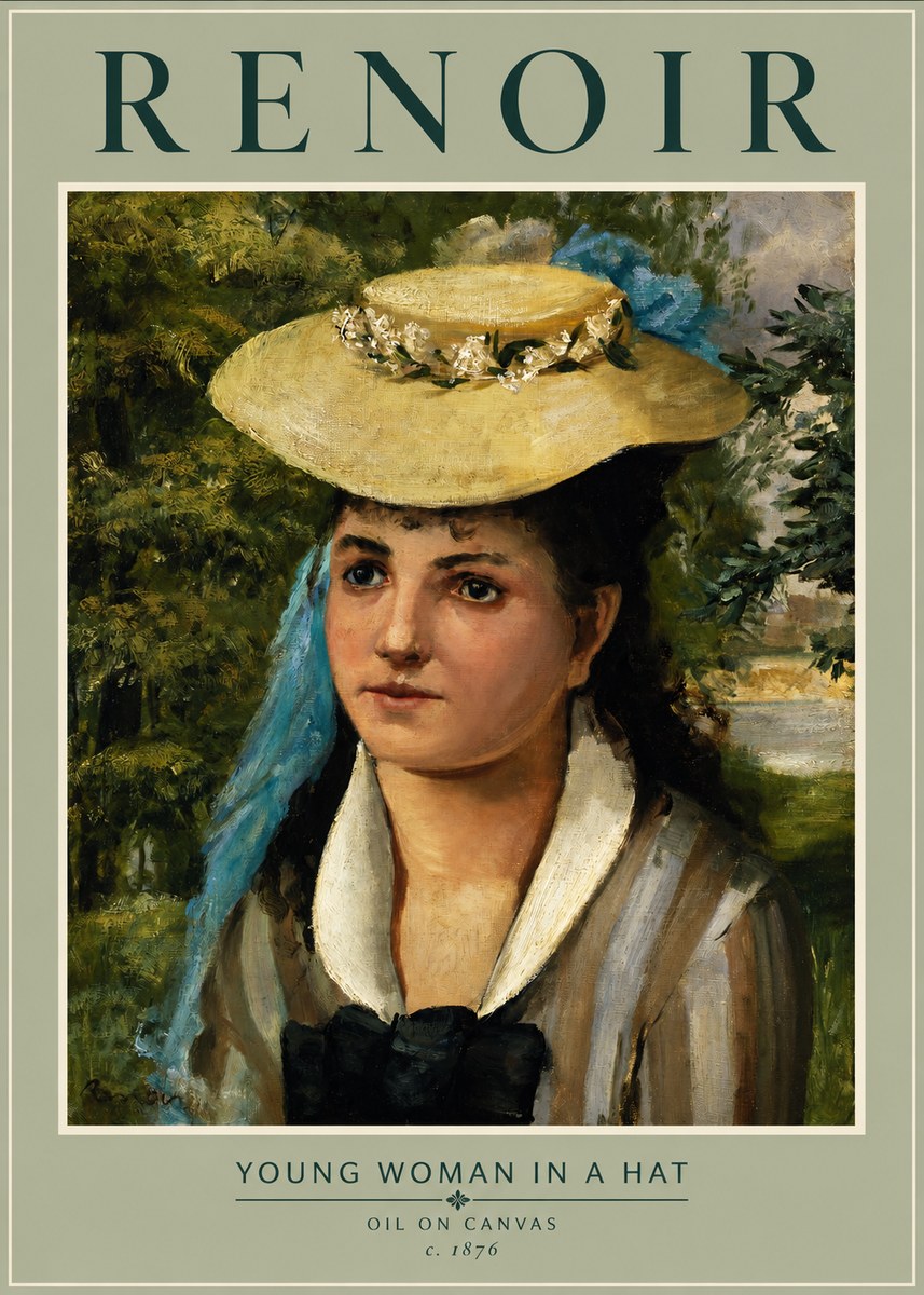 Renoir Young Woman in a Hat No2 - Affiche