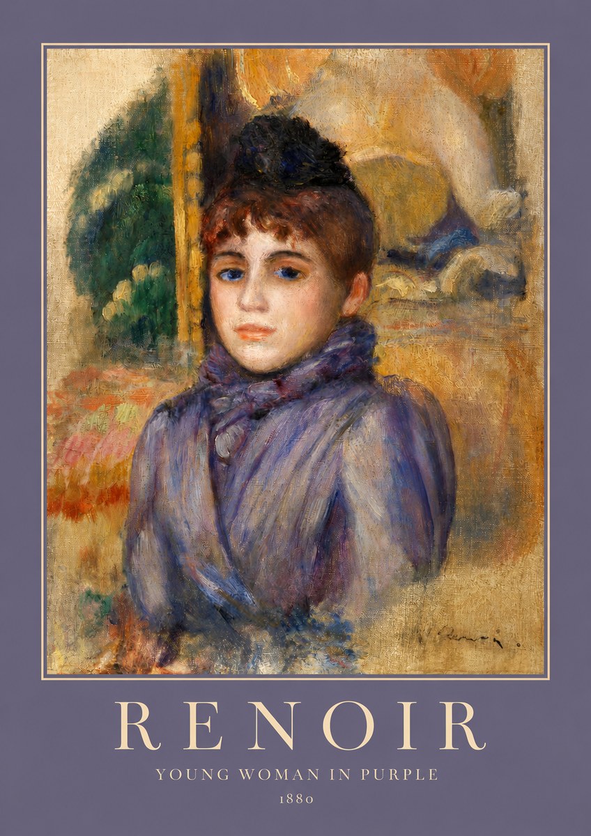 Renoir Young Woman in Purple No3 - Affiche
