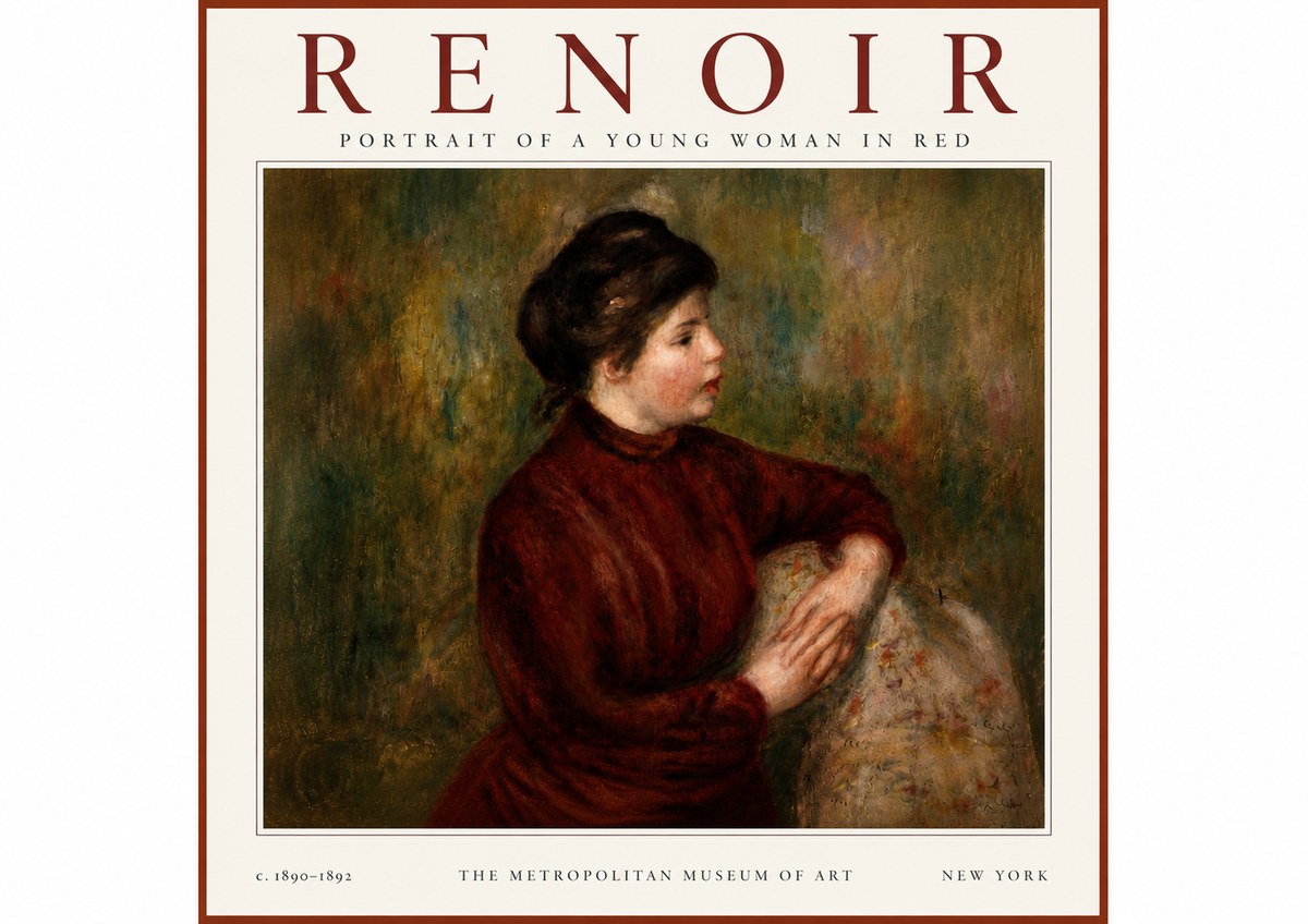 Renoir Young Woman in Red No4 - Affiche