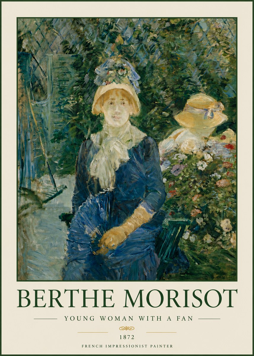 Berthe Morisot Young Woman with a Fan I No5 - Affiche