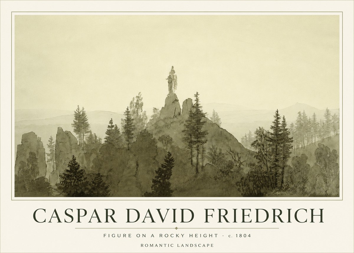 Caspar David Friedrich Figure on a Rocky Height No3 - Affiche
