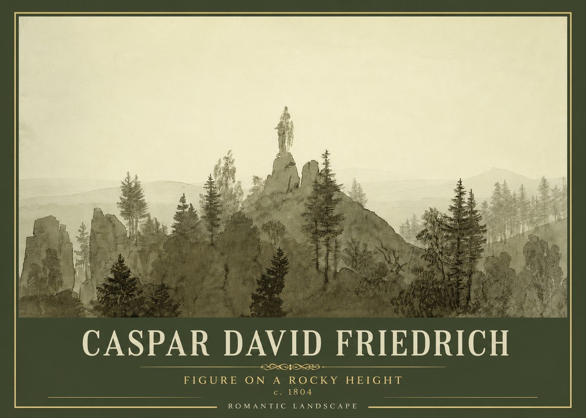 Caspar David Friedrich Figure on a Rocky Height No4 - Affiche