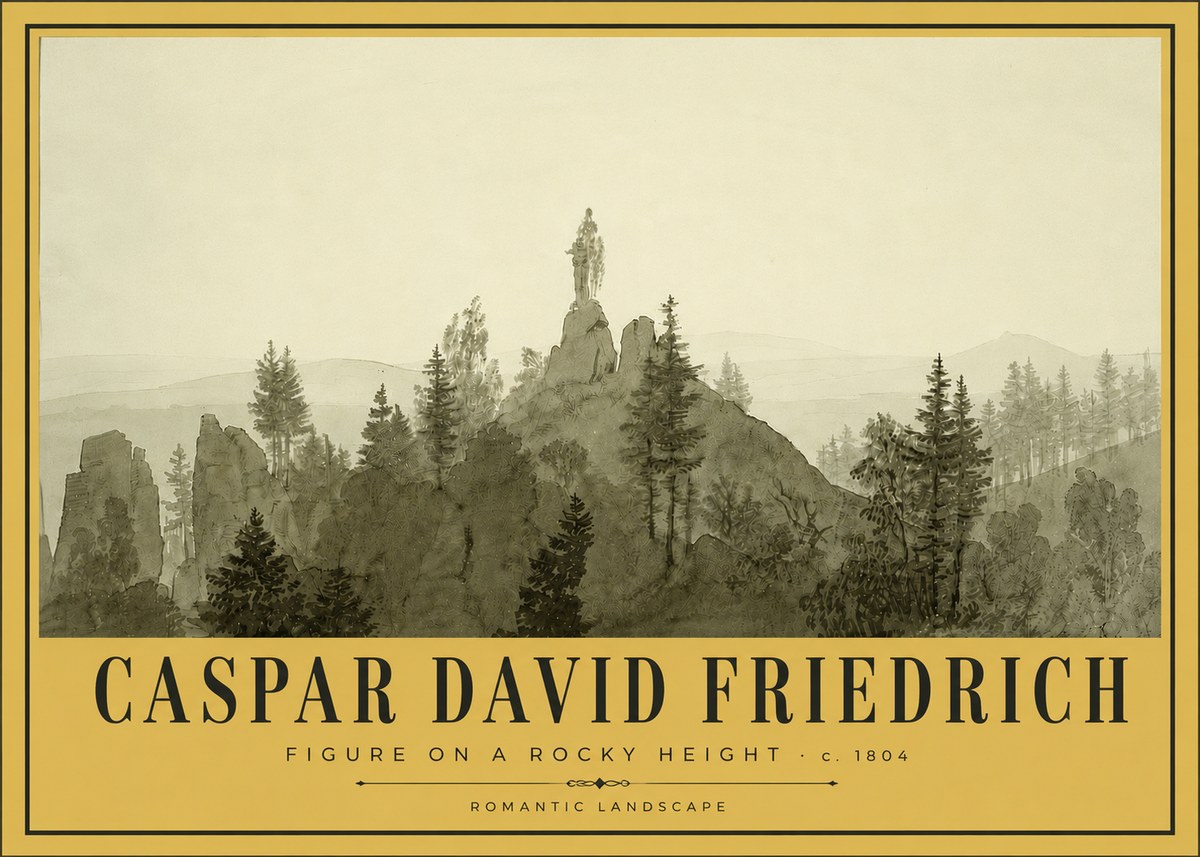 Caspar David Friedrich Figure on a Rocky Height No5 - Affiche