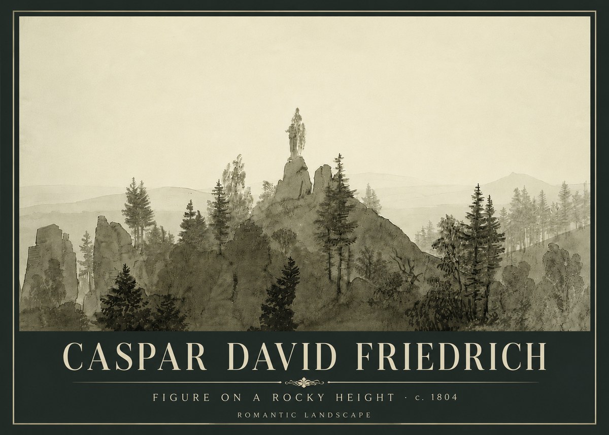 Caspar David Friedrich Figure on a Rocky Height No6 - Affiche