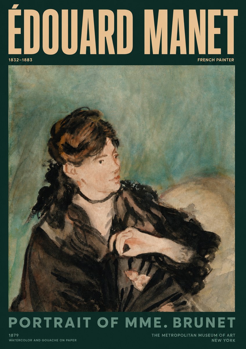 Édouard Manet Portrait of Mme. Brunet No3 - Affiche
