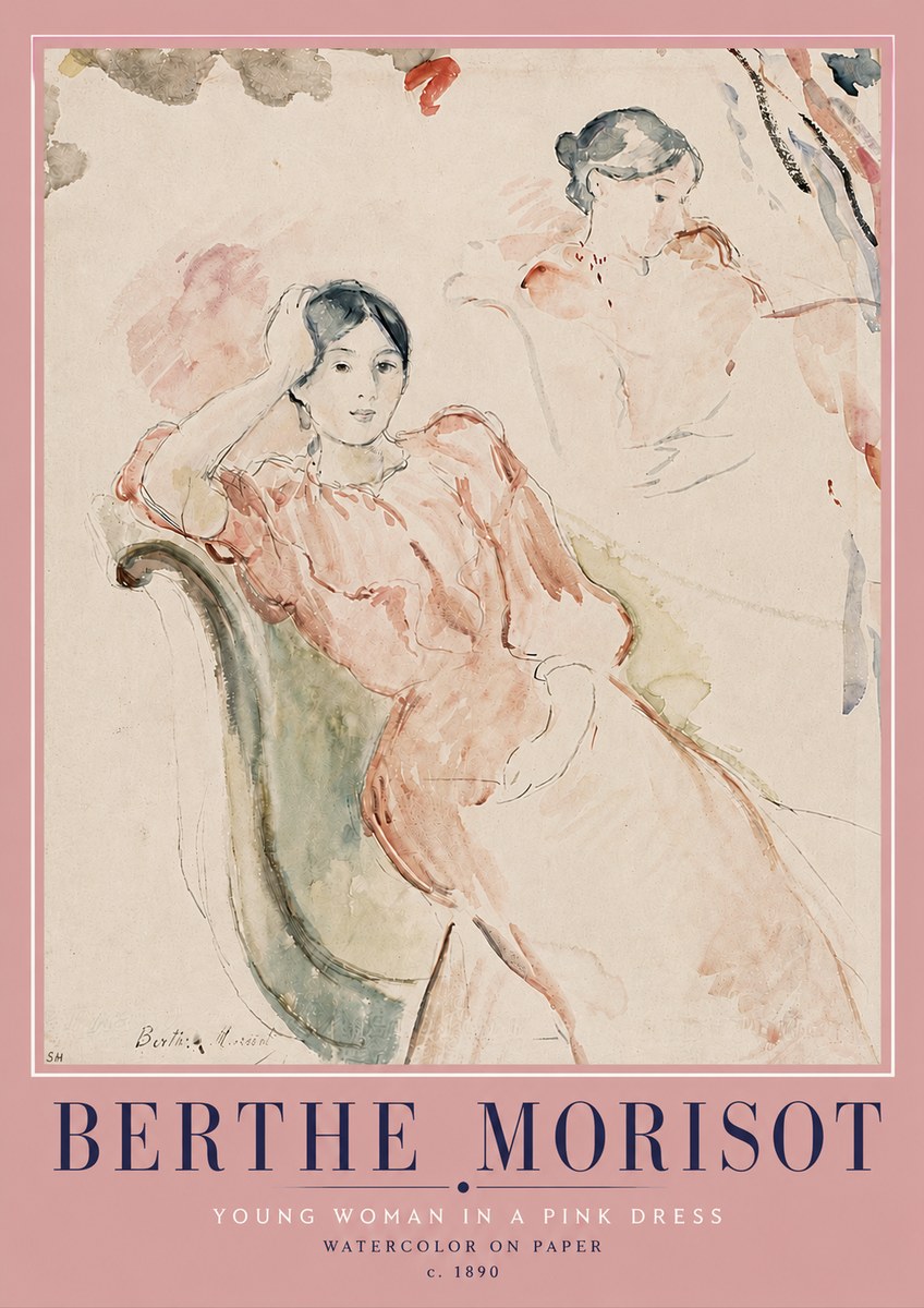 Berthe Morisot Young Woman in a Pink Dress II No4 - Affiche