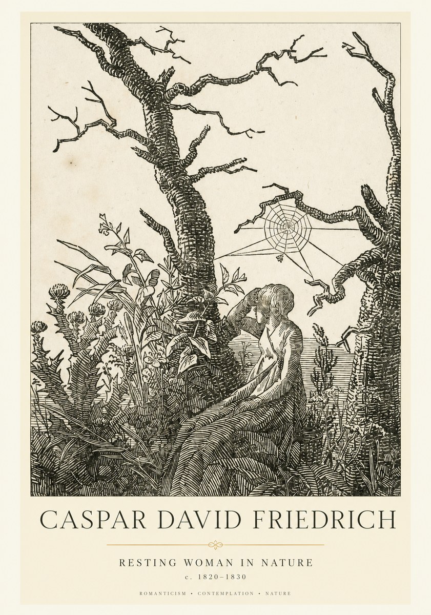 Caspar David Friedrich Resting Woman in Nature No1 - Affiche