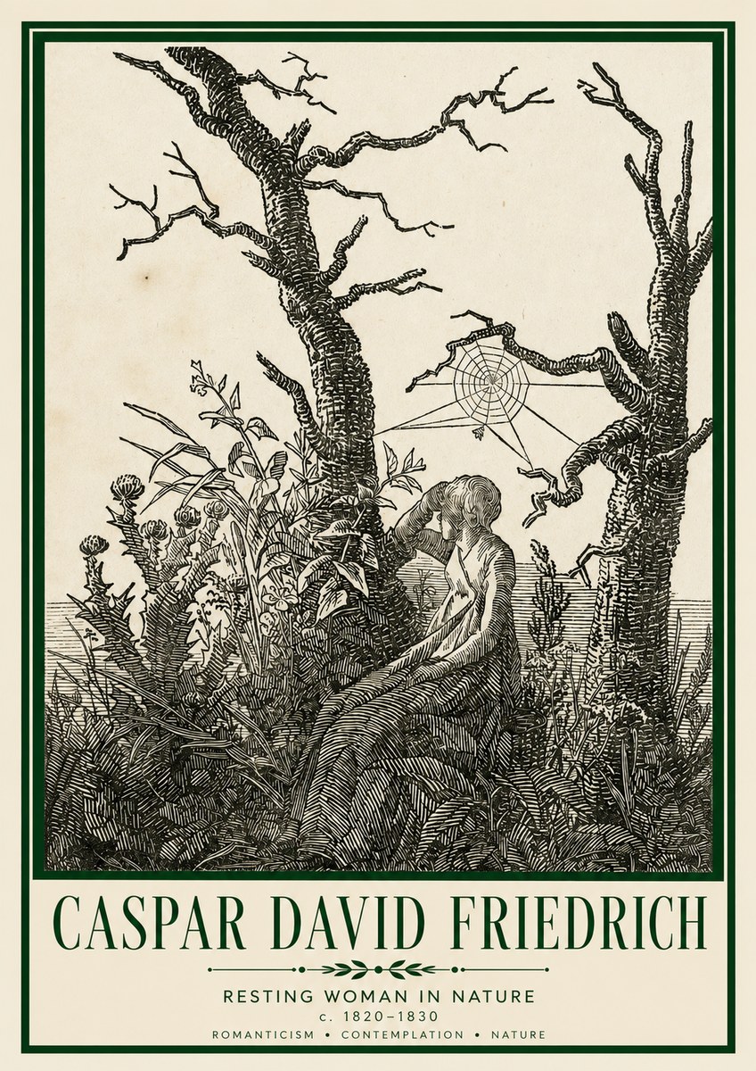 Caspar David Friedrich Resting Woman in Nature No3 - Affiche