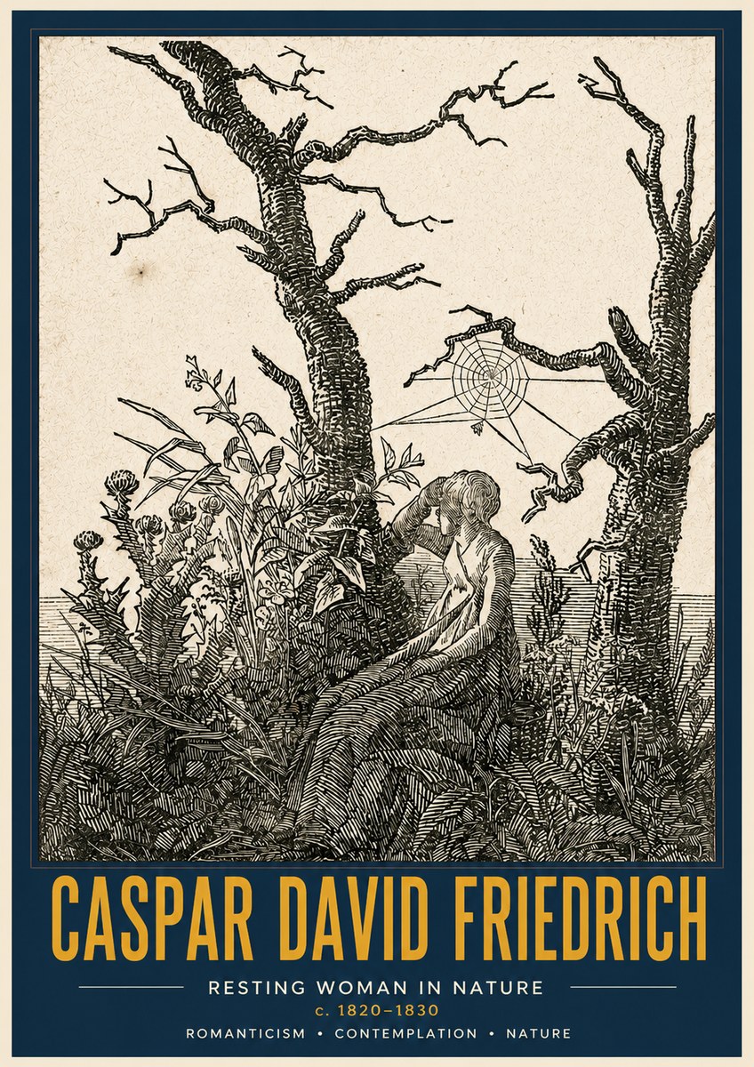Caspar David Friedrich Resting Woman in Nature No4 - Affiche