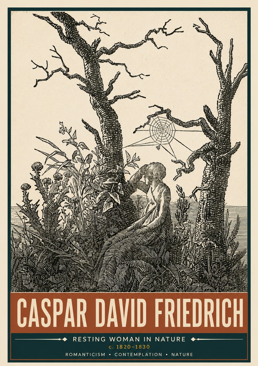 Caspar David Friedrich Resting Woman in Nature No5 - Affiche