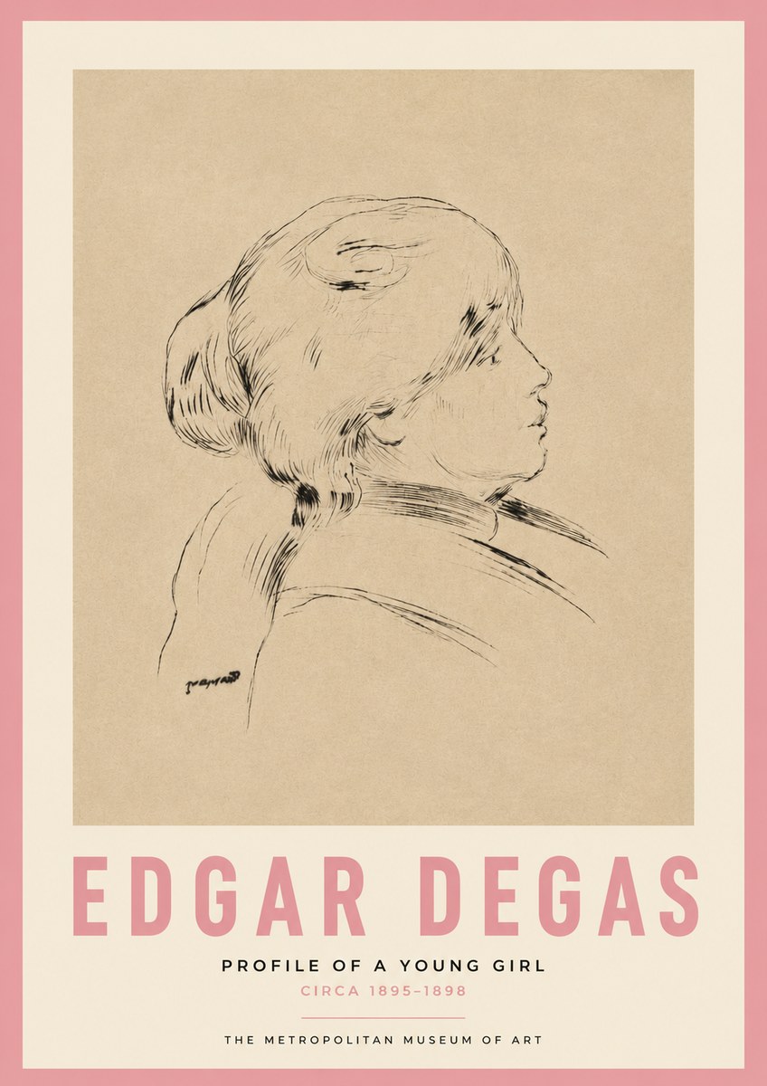 Edgar Degas Profile of a Young Girl No3 - Affiche