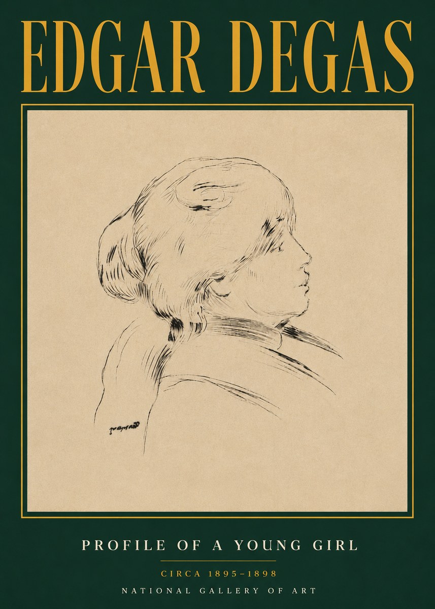 Edgar Degas Profile of a Young Girl No4 - Affiche