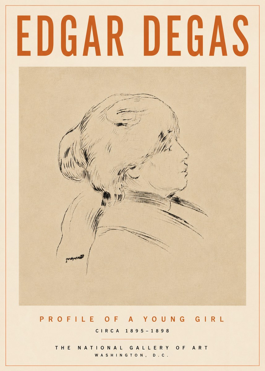 Edgar Degas Profile of a Young Girl No5 - Affiche