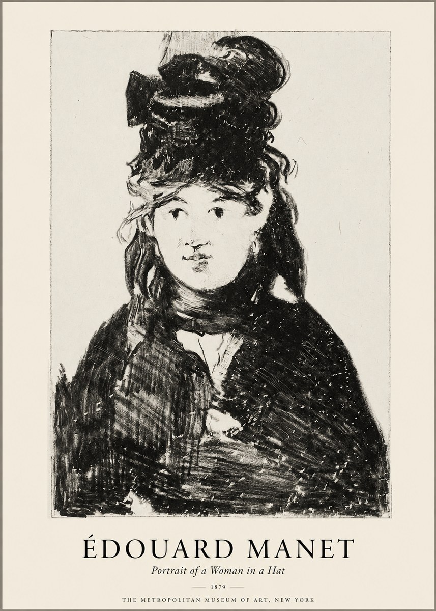Édouard Manet Portrait of a Woman in a Hat No1 - Affiche