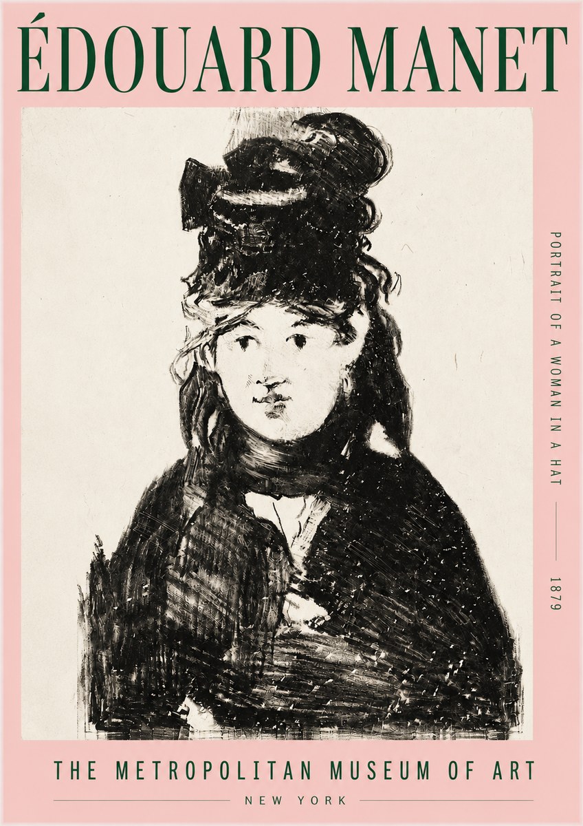 Édouard Manet Portrait of a Woman in a Hat No3 - Affiche