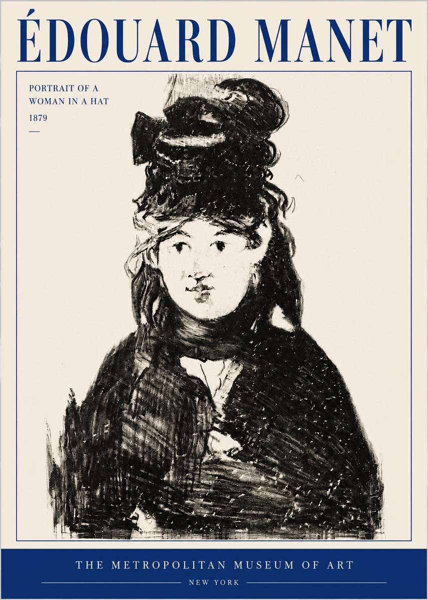 Édouard Manet Portrait of a Woman in a Hat No4 - Affiche