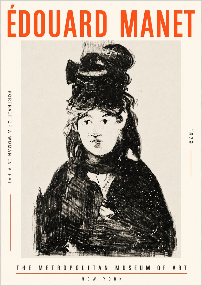 Édouard Manet Portrait of a Woman in a Hat No5 - Affiche