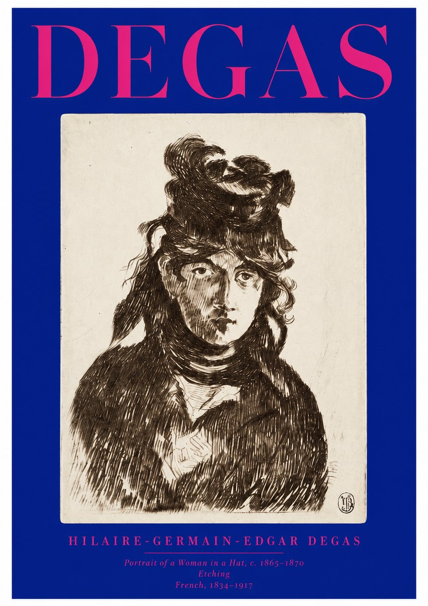 Edgar Degas Portrait of a Woman in a Hat No2 - Affiche