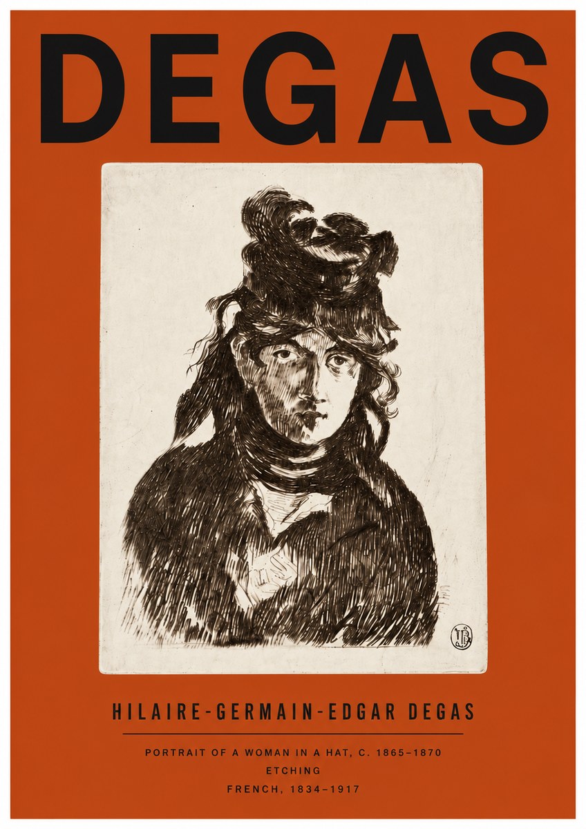 Edgar Degas Portrait of a Woman in a Hat No4 - Affiche