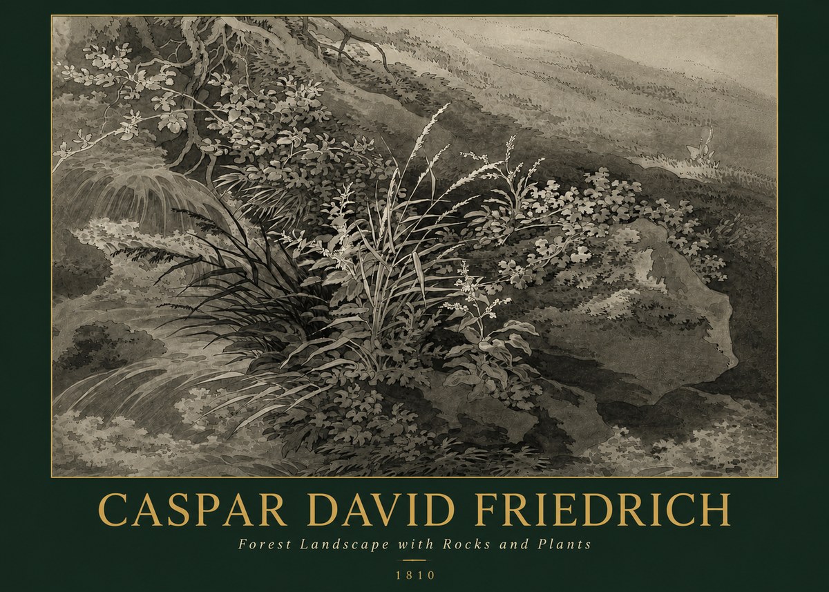 Caspar David Friedrich Forest Landscape with Rocks and Plants No3 - Affiche