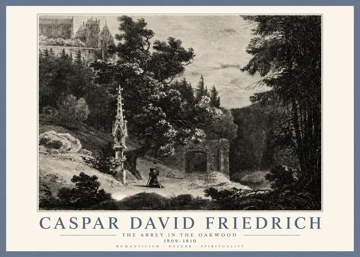 Caspar David Friedrich The Abbey in the Oakwood No3 - Affiche