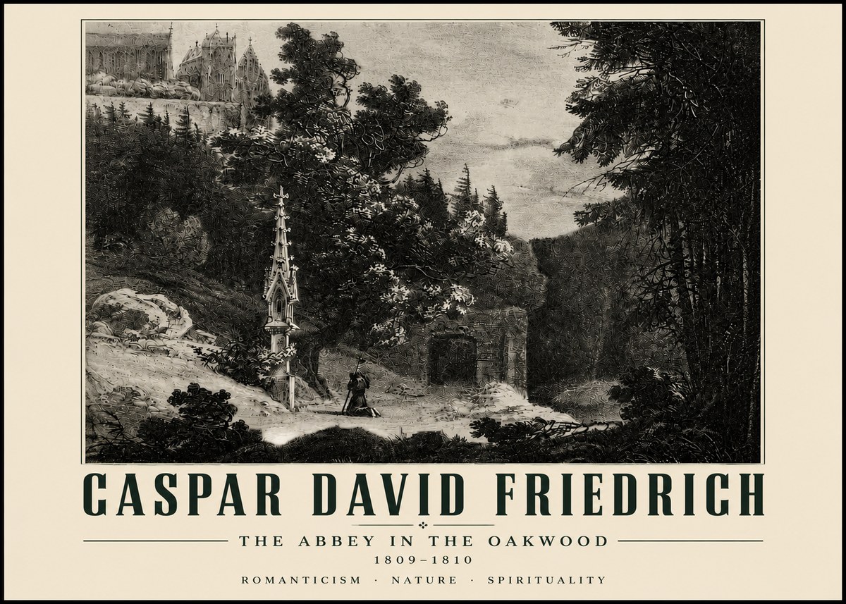 Caspar David Friedrich The Abbey in the Oakwood No4 - Affiche