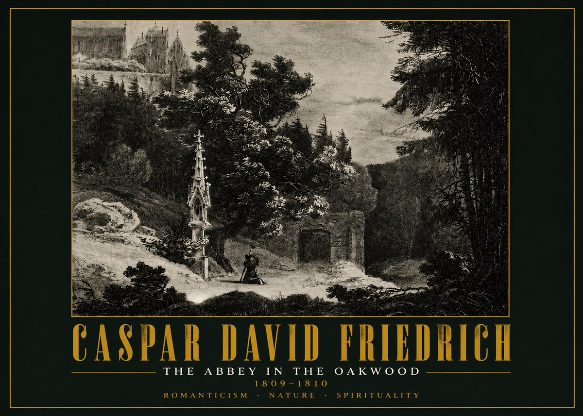 Caspar David Friedrich The Abbey in the Oakwood No5 - Affiche