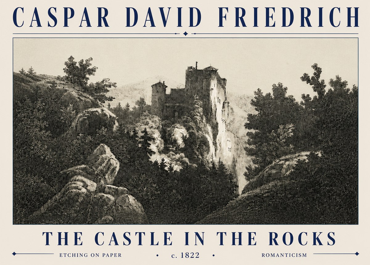 Caspar David Friedrich The Castle in the Rocks No6 - Affiche