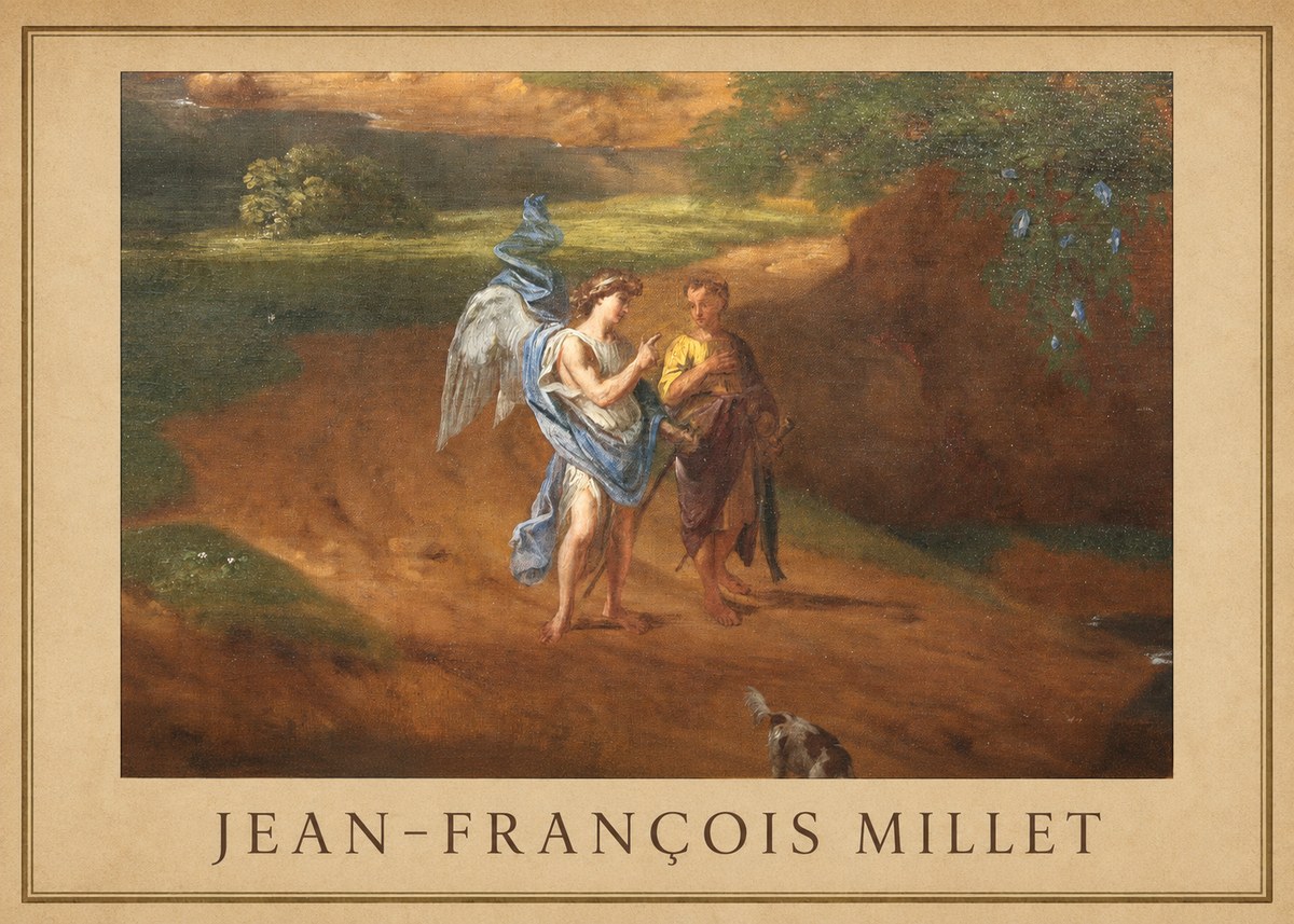 Jean-François Millet Tobias and the Angel No1 - Affiche