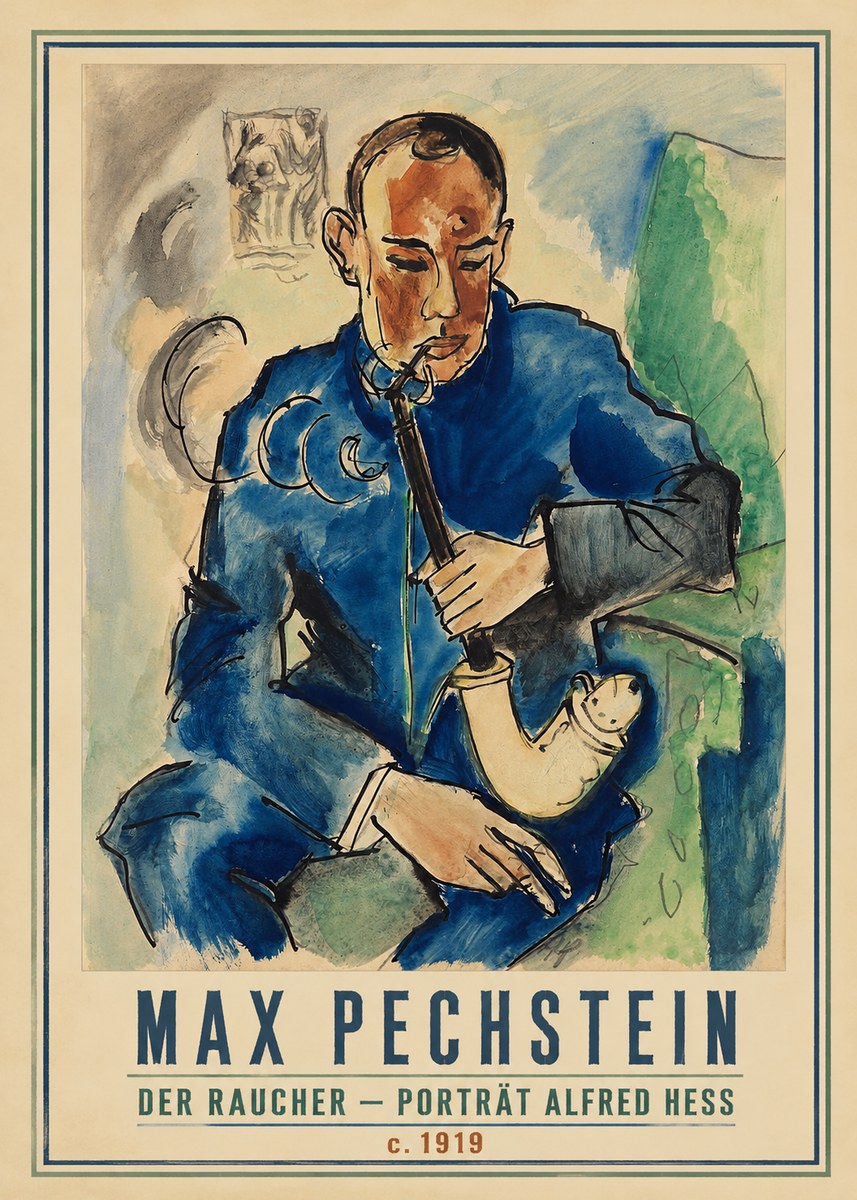 Max Pechstein Der Raucher – Porträt Alfred Hess No1 - Affiche
