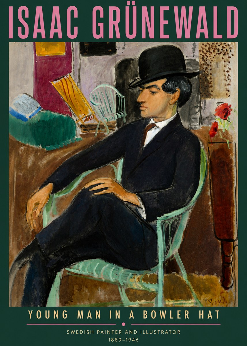 Isaac Grünewald Young Man in a Bowler Hat No3 - Affiche