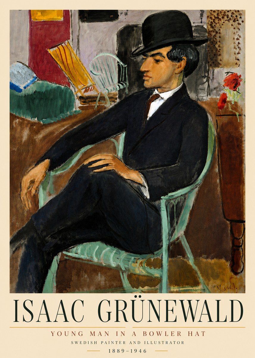 Isaac Grünewald Young Man in a Bowler Hat No4 - Affiche