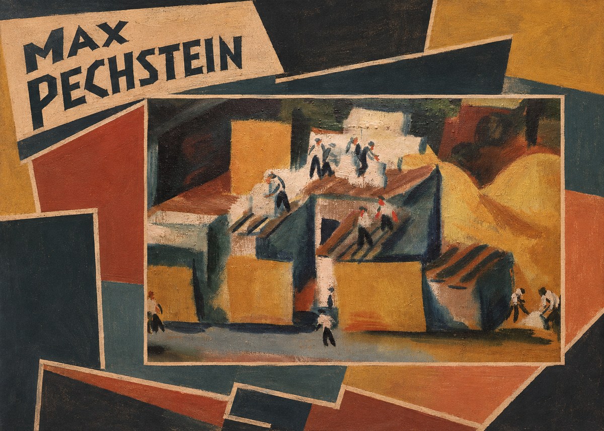 Max Pechstein Workers on Rooftops No6 - Affiche