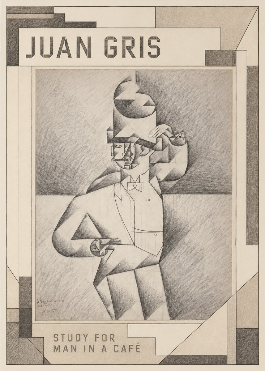 Juan Gris Study for Man in a Café No1 - Affiche