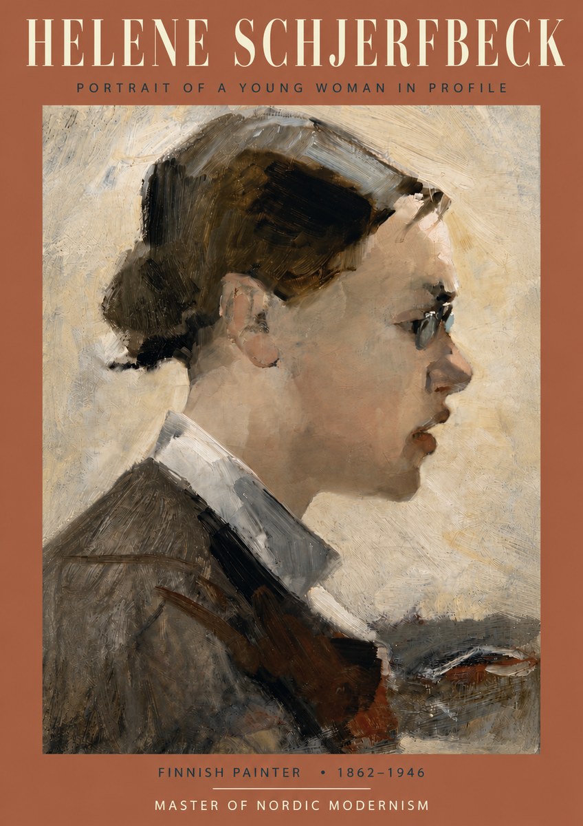Helene Schjerfbeck Portrait of a Young Woman in Profile No5 - Affiche