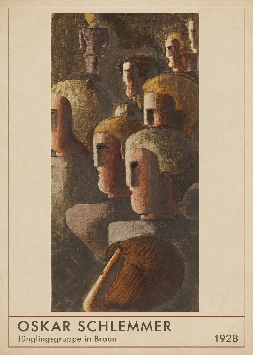 Oskar Schlemmer Jünglingsgruppe in Braun No1 - Affiche