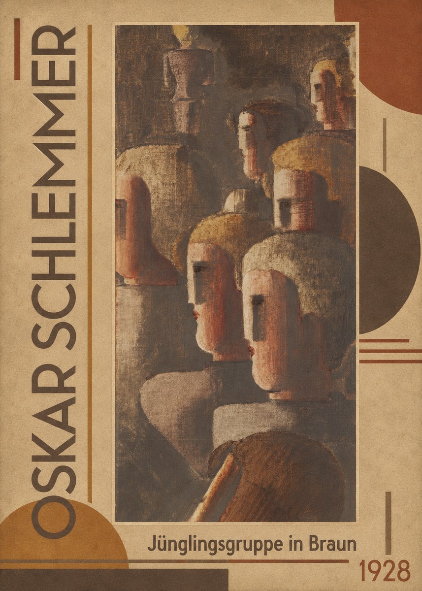 Oskar Schlemmer Jünglingsgruppe in Braun No3 - Affiche