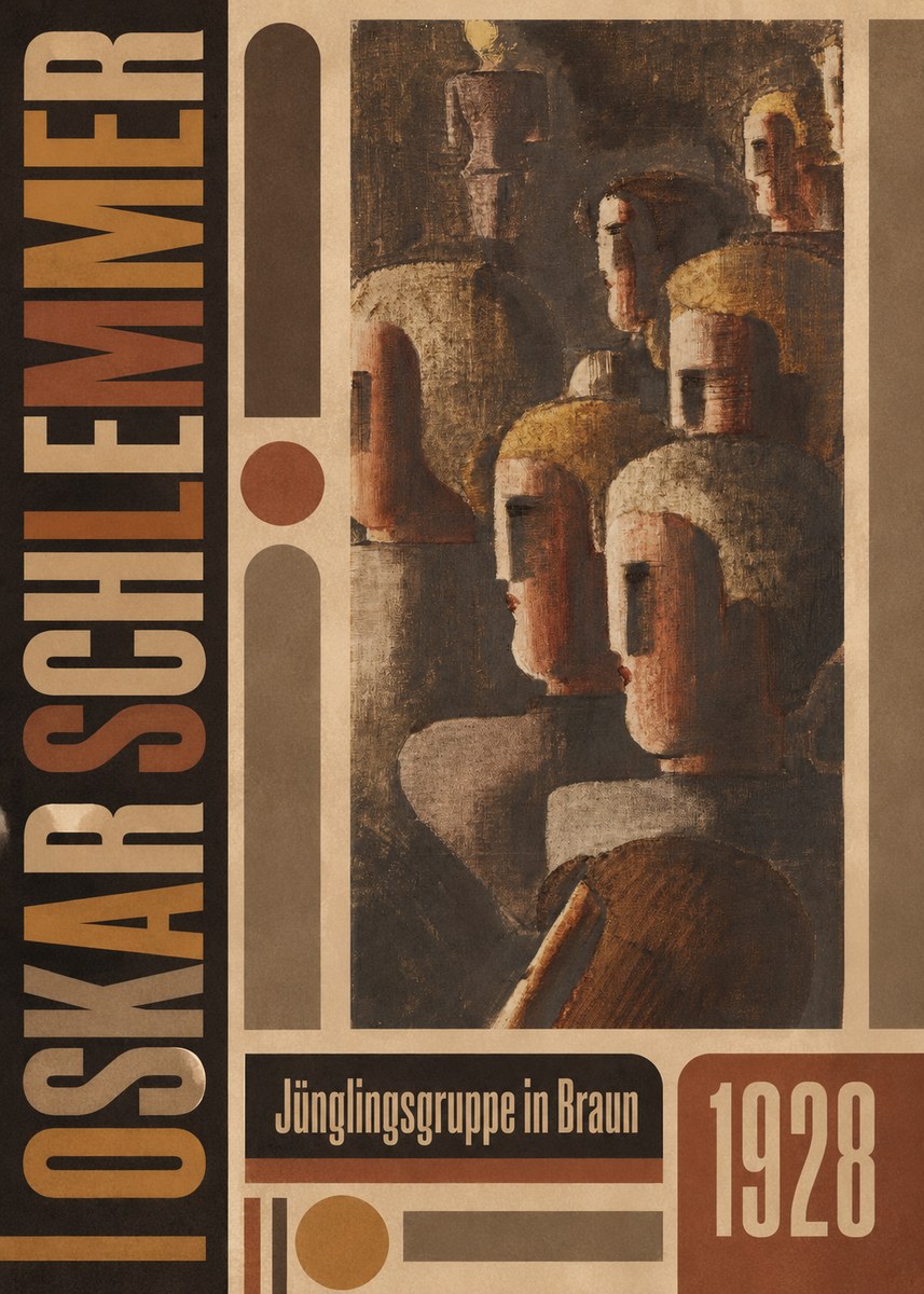 Oskar Schlemmer Jünglingsgruppe in Braun No5 - Affiche