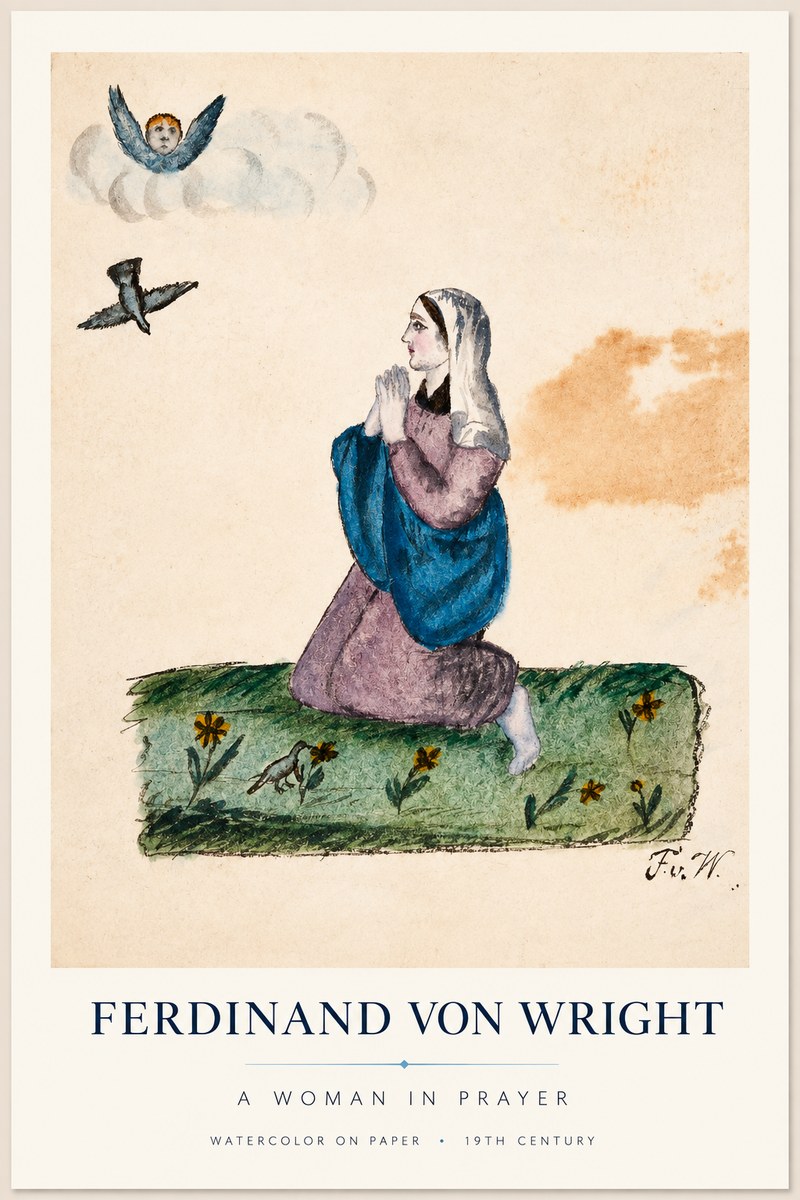 Ferdinand von Wright A Woman in Prayer No1 - Affiche