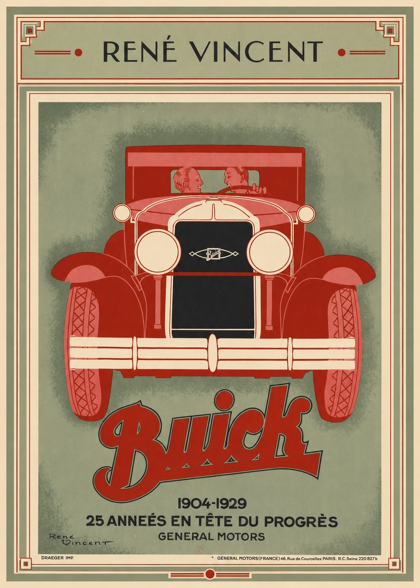 René Vincent Buick - 25 Années En Tête Du Progrès No1 - Affiche