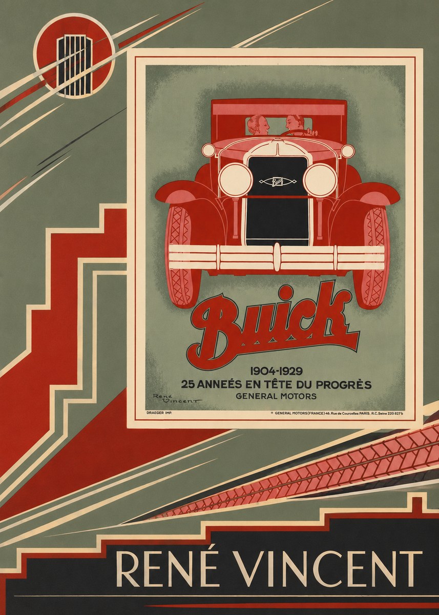 René Vincent Buick - 25 Années En Tête Du Progrès No2 - Affiche