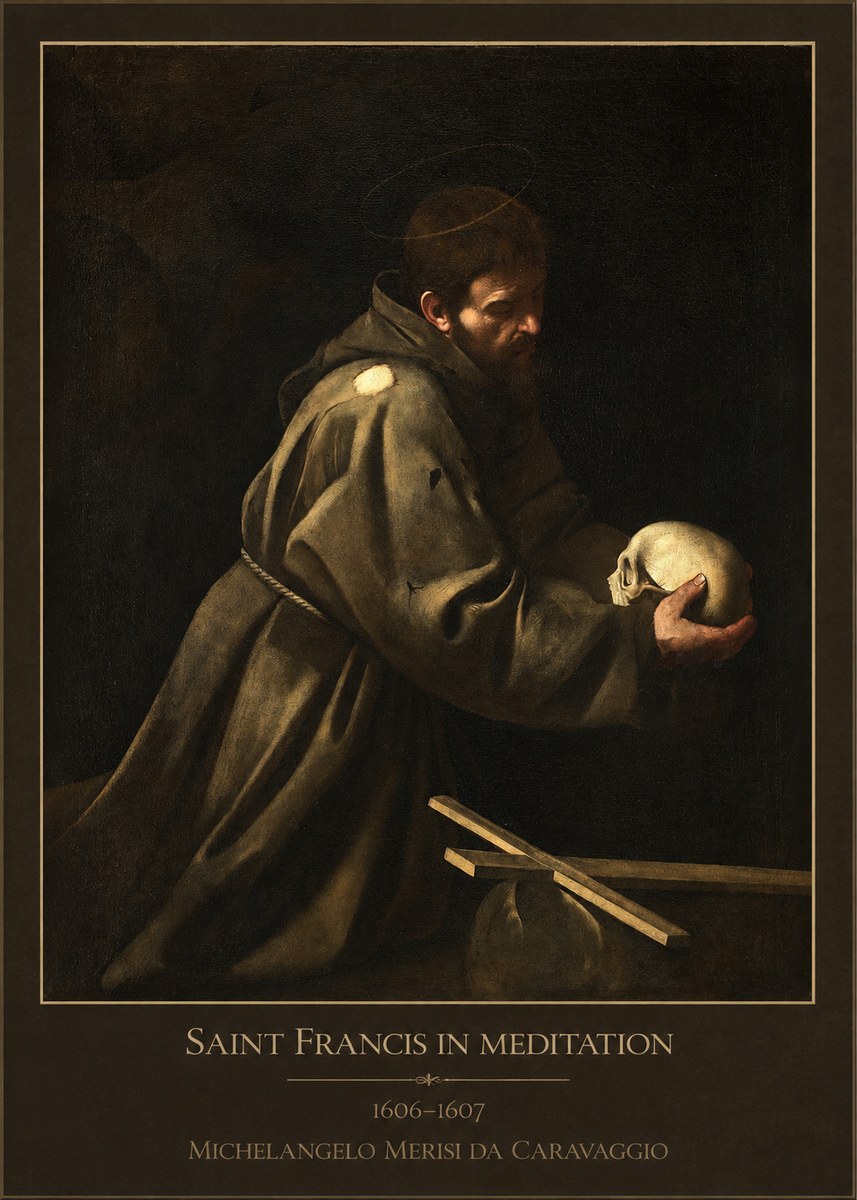 Michelangelo Merisi da Caravaggio Saint Francis in Meditation I No1 - Affiche
