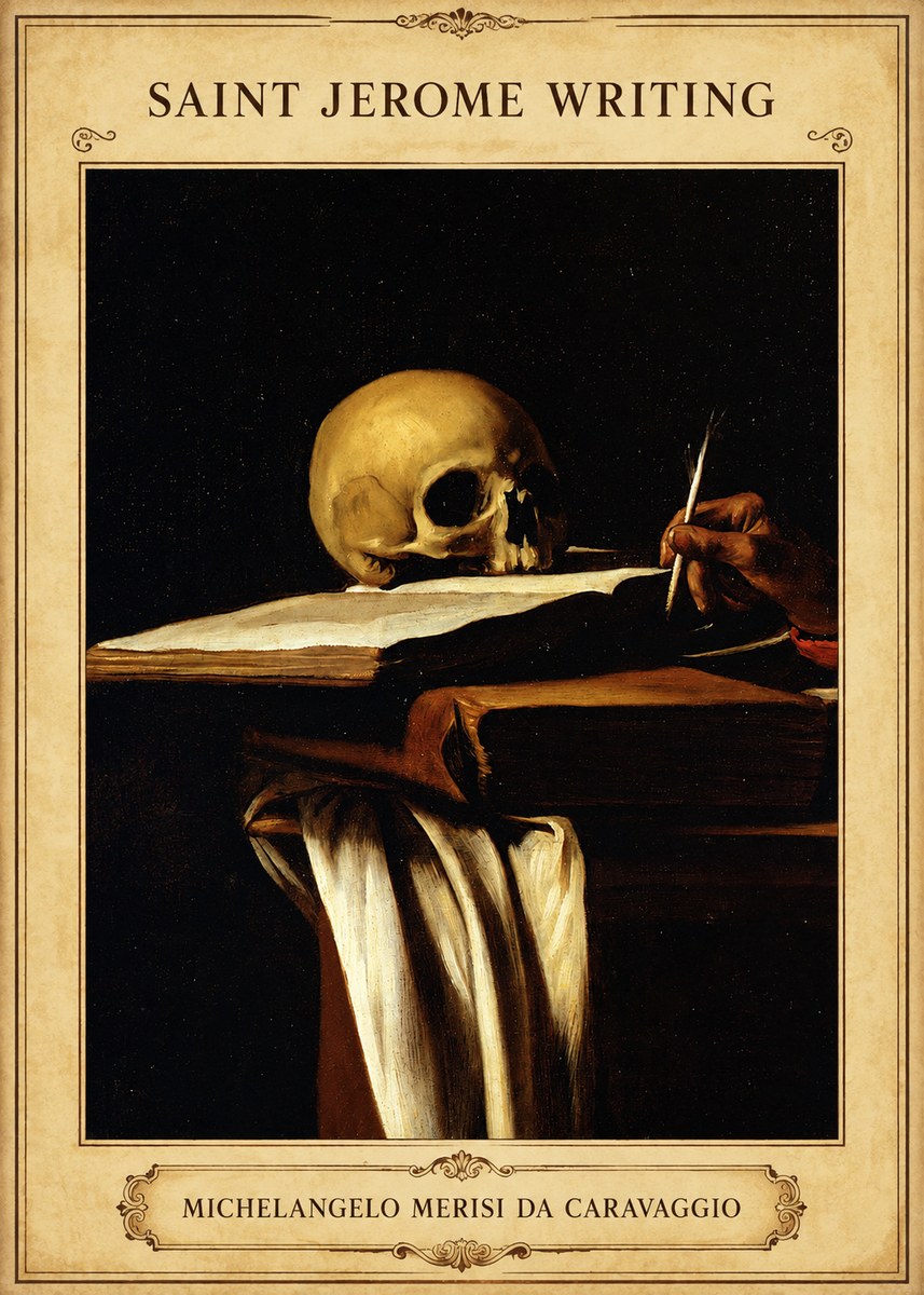 Michelangelo Merisi da Caravaggio Saint Jerome Writing III No5 - Affiche