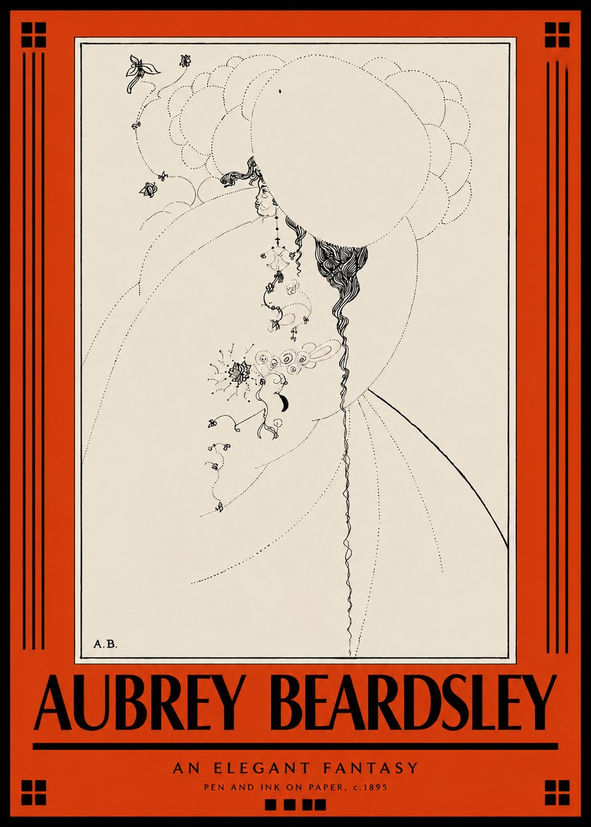 Aubrey Beardsley An Elegant Fantasy No3 - Affiche