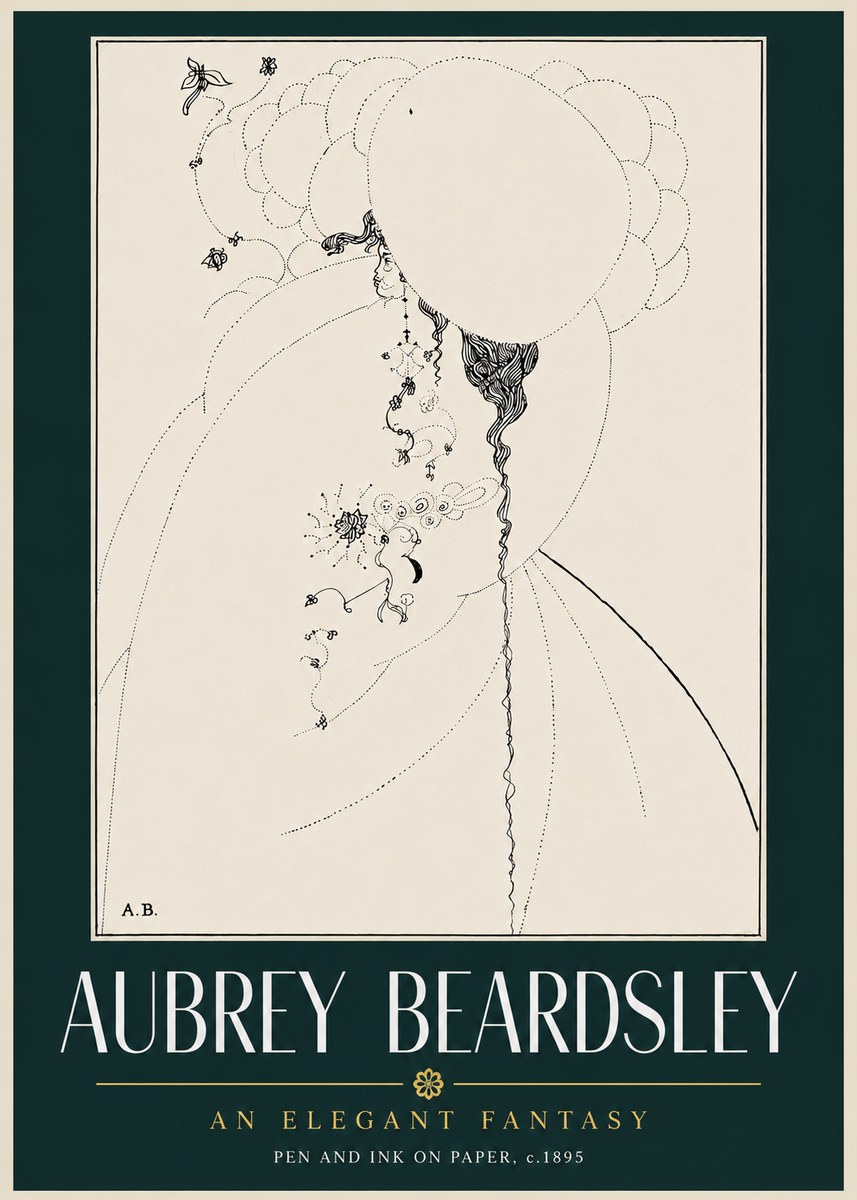 Aubrey Beardsley An Elegant Fantasy No4 - Affiche