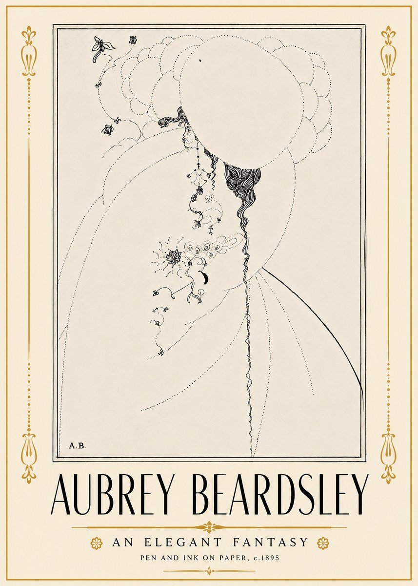 Aubrey Beardsley An Elegant Fantasy No5 - Affiche