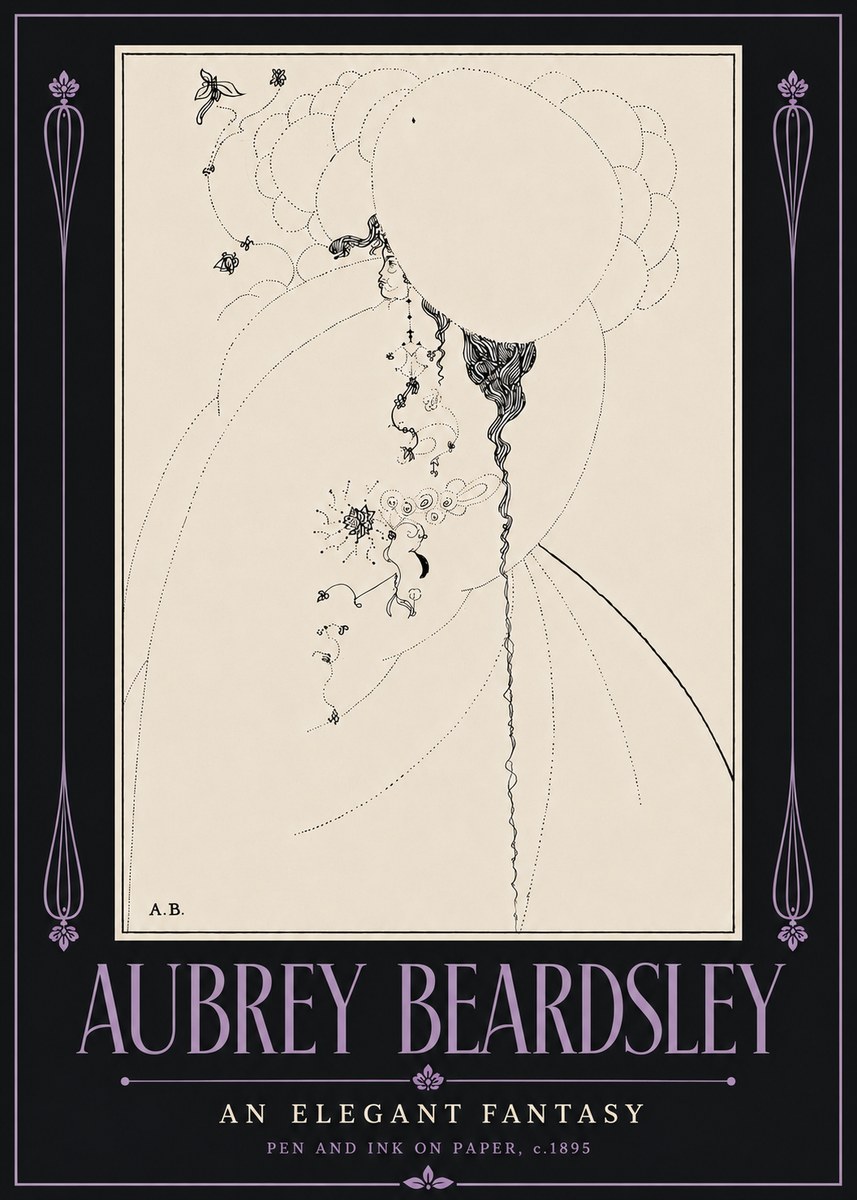 Aubrey Beardsley An Elegant Fantasy No6 - Affiche